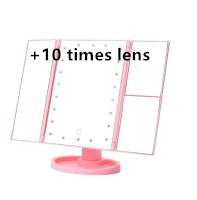 Miroir de maquillage pliable à trois faces avec lampe