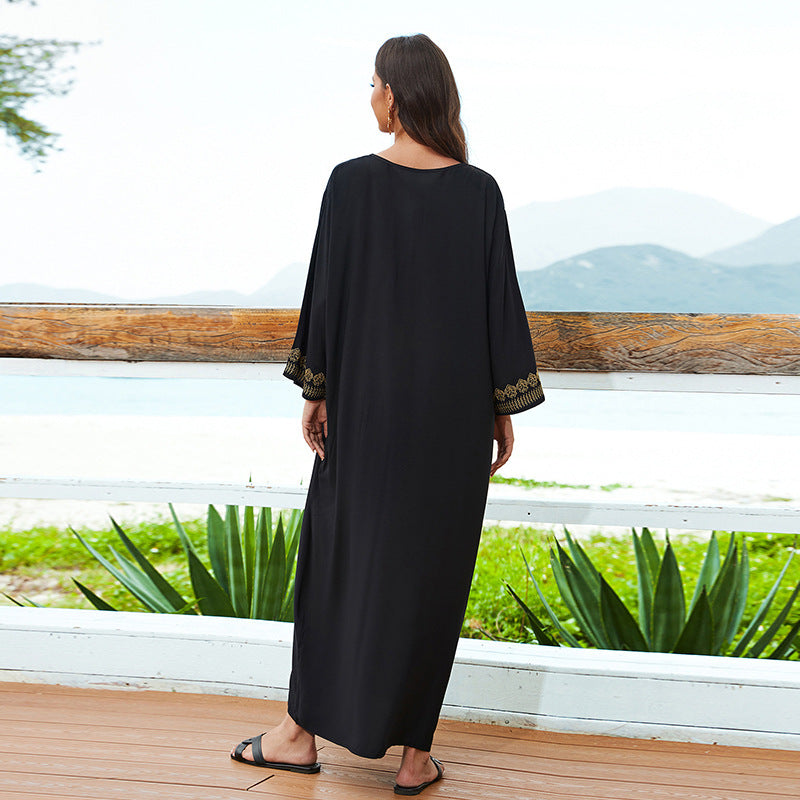 Robe Ample Brodée En Coton