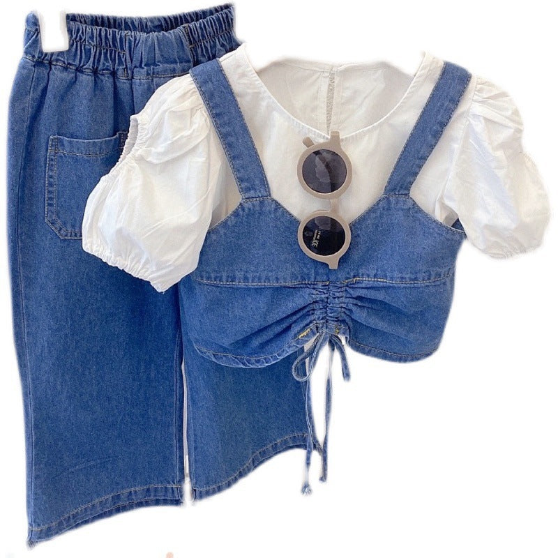 Ensemble trois pièces pantalon à bretelles