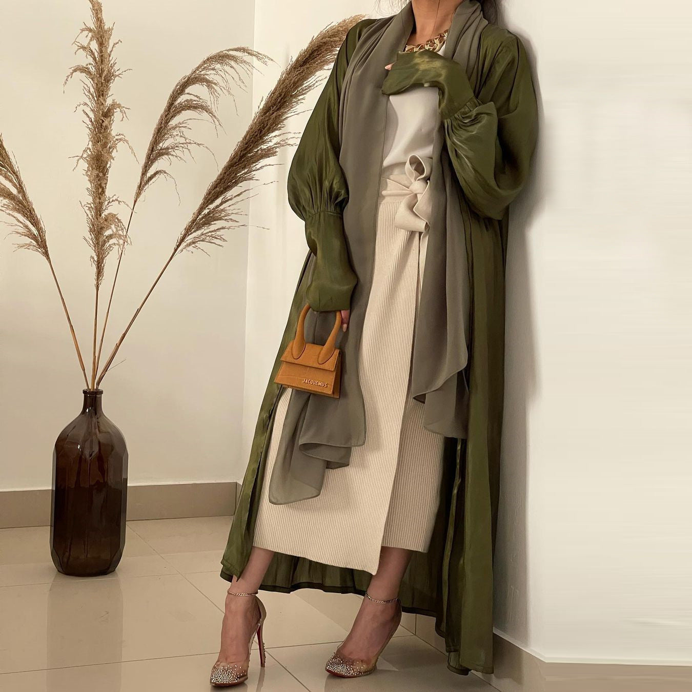 Robe cardigan en satin