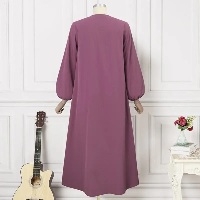 Robe décontractée à manches lanternes et simple