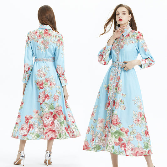 Robe Florale à Col Chemisier