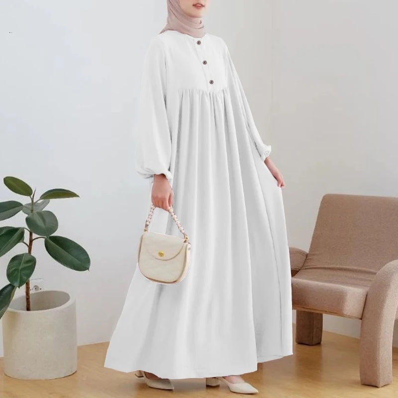 Robe décontractée à manches lanternes et simple