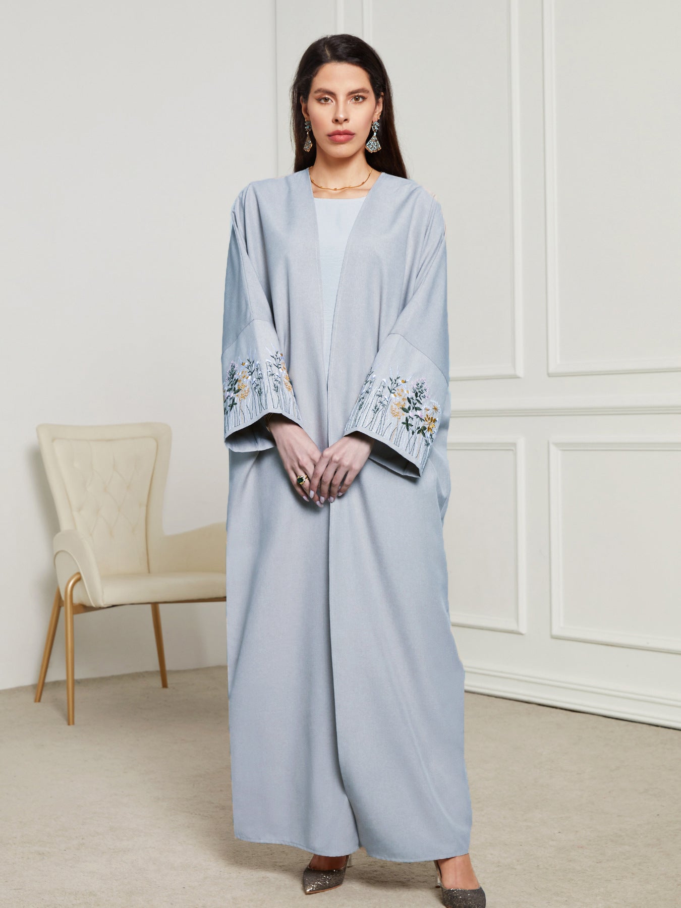 Cardigan abaya brodé