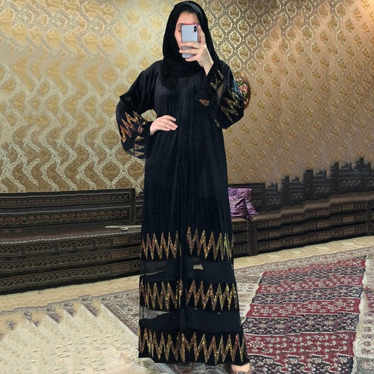 Abaya noir et doré