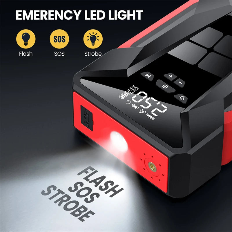 Démarreur et pompe à air portables pour voiture diabétique, 4 en 1, compresseur d'air et booster de banque