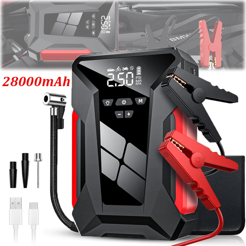 Démarreur et pompe à air portables pour voiture diabétique, 4 en 1, compresseur d'air et booster de banque