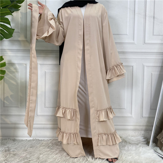 Robe cardigan à manches volantes avec lacets