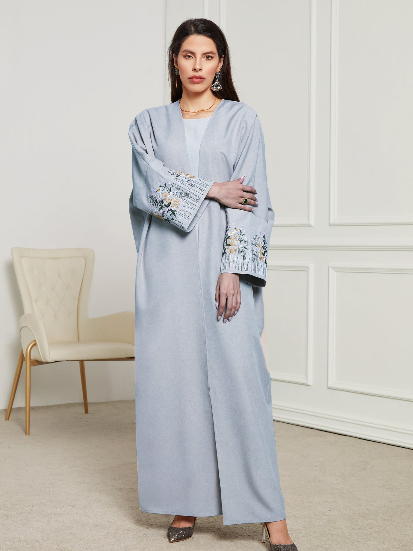 Cardigan abaya brodé